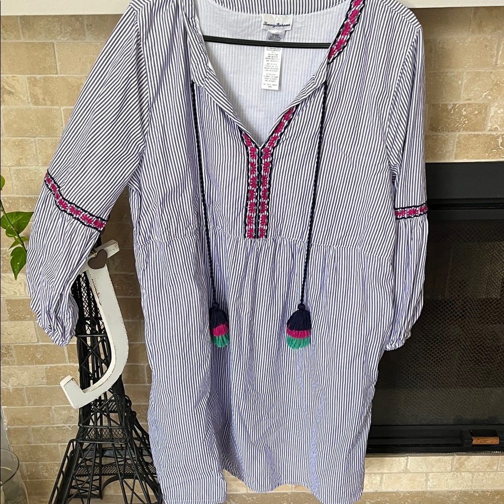 Tommy Bahama Blue and White Striped Dress